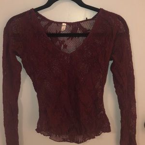 Free People Lace Stretch Long Sleeve